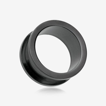 A Pair of Colorline Steel Screw-Fit Ear Gauge Tunnel Plug-Black